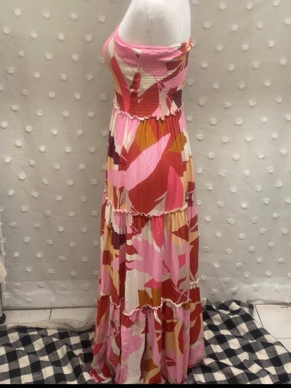 Abel the label Strapless Pink Abstract Print Maxi Dress - Picture 2 of 4